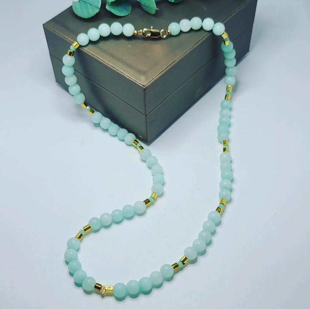 Matte Amazonite Minimalist Necklace